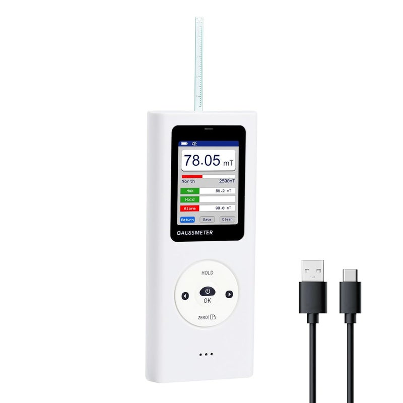 DANOPLUS Digital Gauss Meter Tesla Meter, Professional Magnetic Field Tester with 0-25000 Gs (0-2500 mT) Range, HD Color Display Rechargeable N/S Pole Detection Data Storage for Magnets Motors & Industrial Use - Image 1